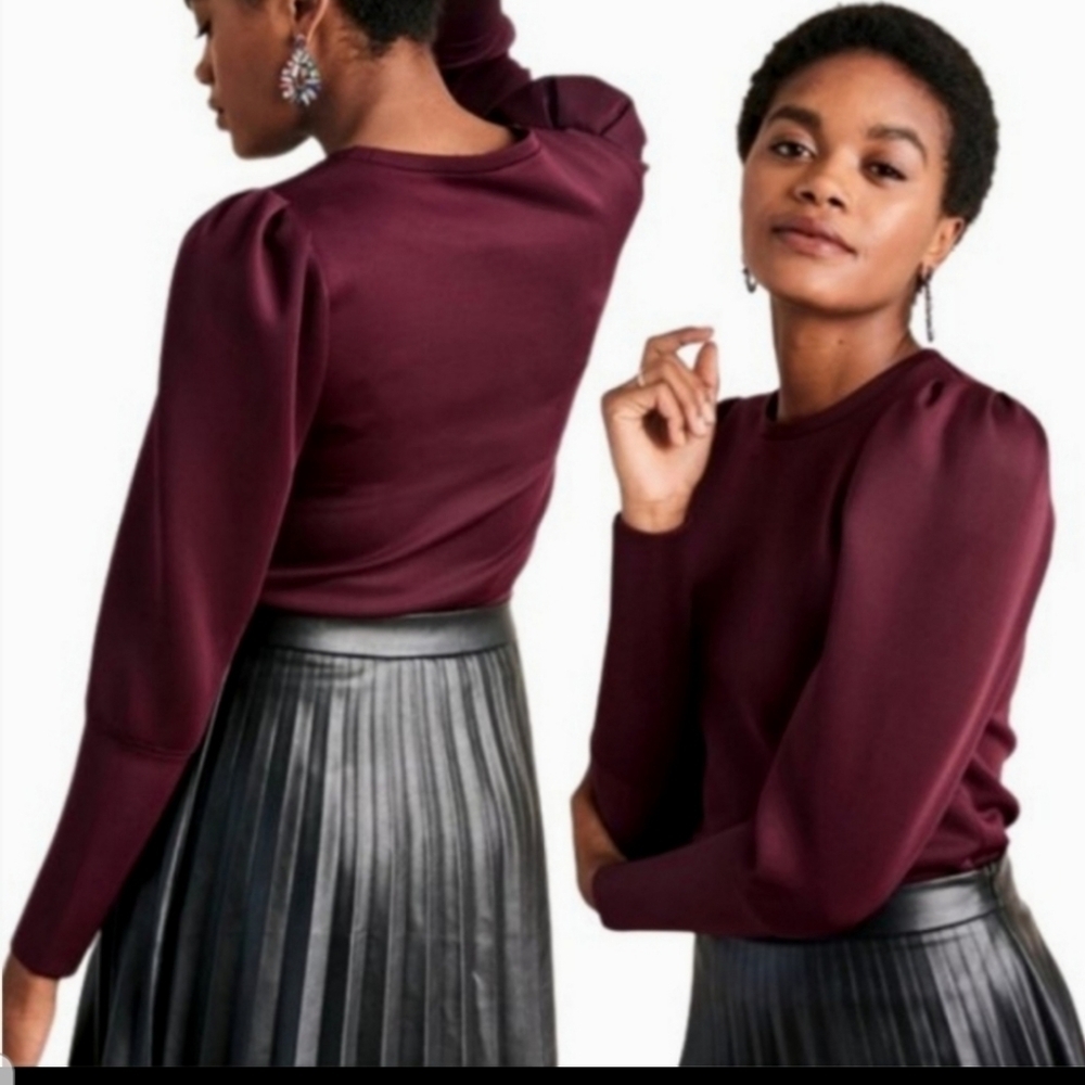 Stella & Dot Puff sleeve Neoprene style top
